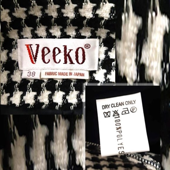 VEEKO Tweed Jacket Black/White Houndstooth Lining - Picture 8 of 10